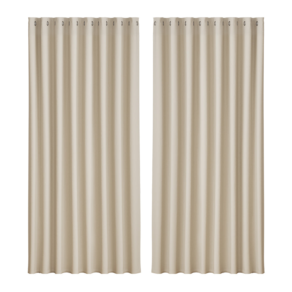 Marlook 2X Blockout Curtains Eyelet 300x230cm Beige