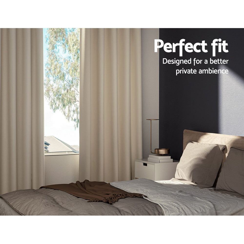 Marlook 2X Blockout Curtains Eyelet 300x230cm Beige