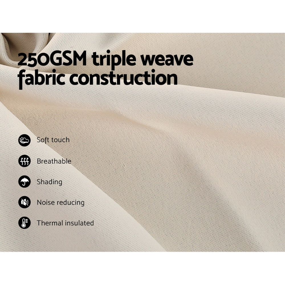 Marlook 2X Blockout Curtains Eyelet 300x230cm Beige