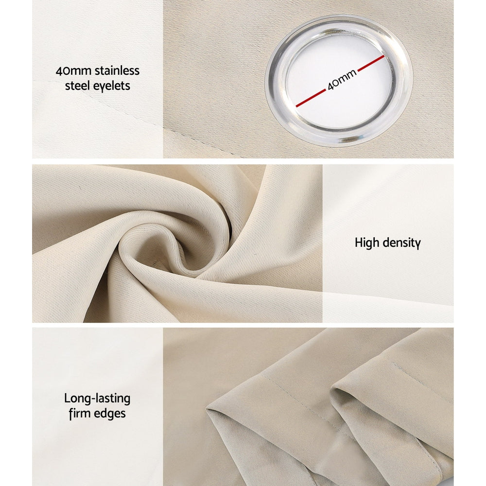 Marlook 2X Blockout Curtains Eyelet 300x230cm Beige
