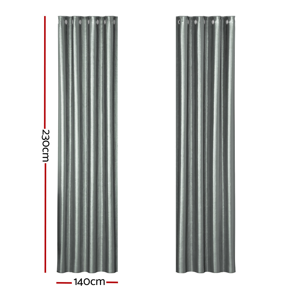 Marlook 2X Blockout Curtains Eyelet 140x230cm Grey Shine