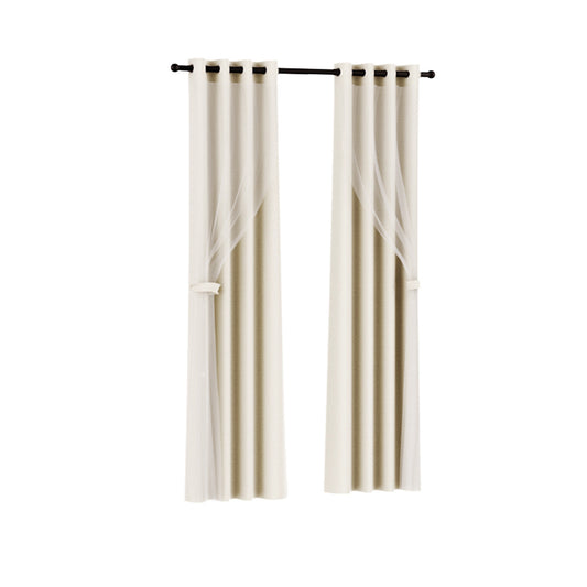 Marlook 2X 132x304cm Blockout Sheer Curtains Beige