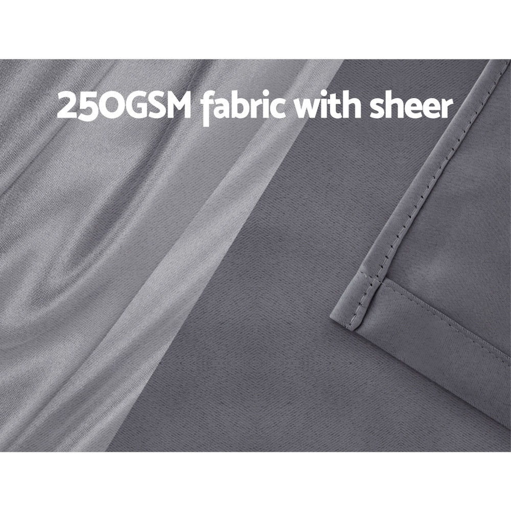 Marlook 2X 132x304cm Blockout Sheer Curtains Charcoal