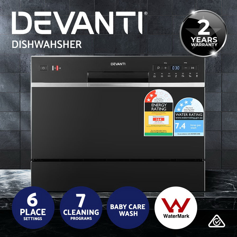 Marlook 6 Place Settings Benchtop Dishwasher Black