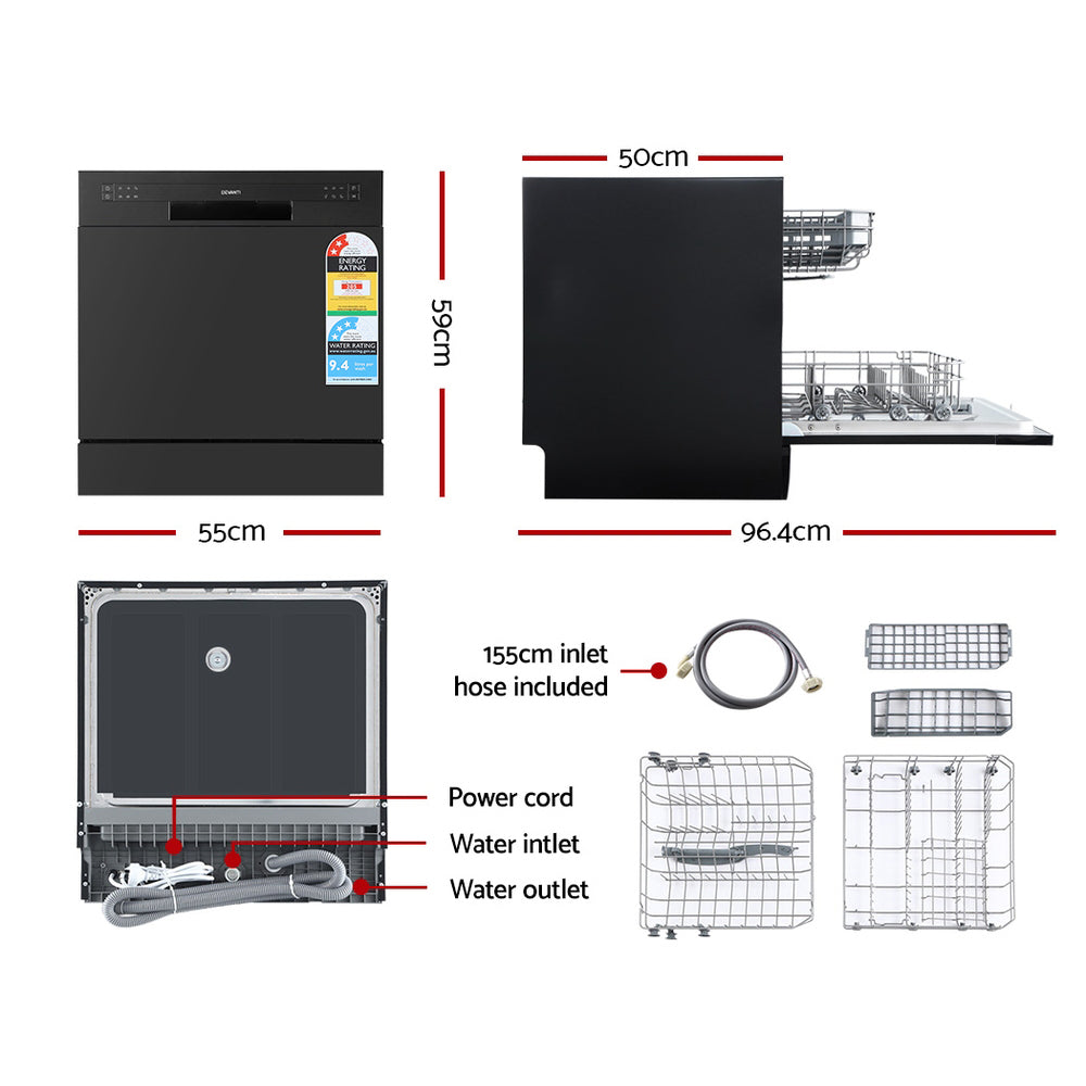 Marlook 8 Place Settings Benchtop Dishwasher Black