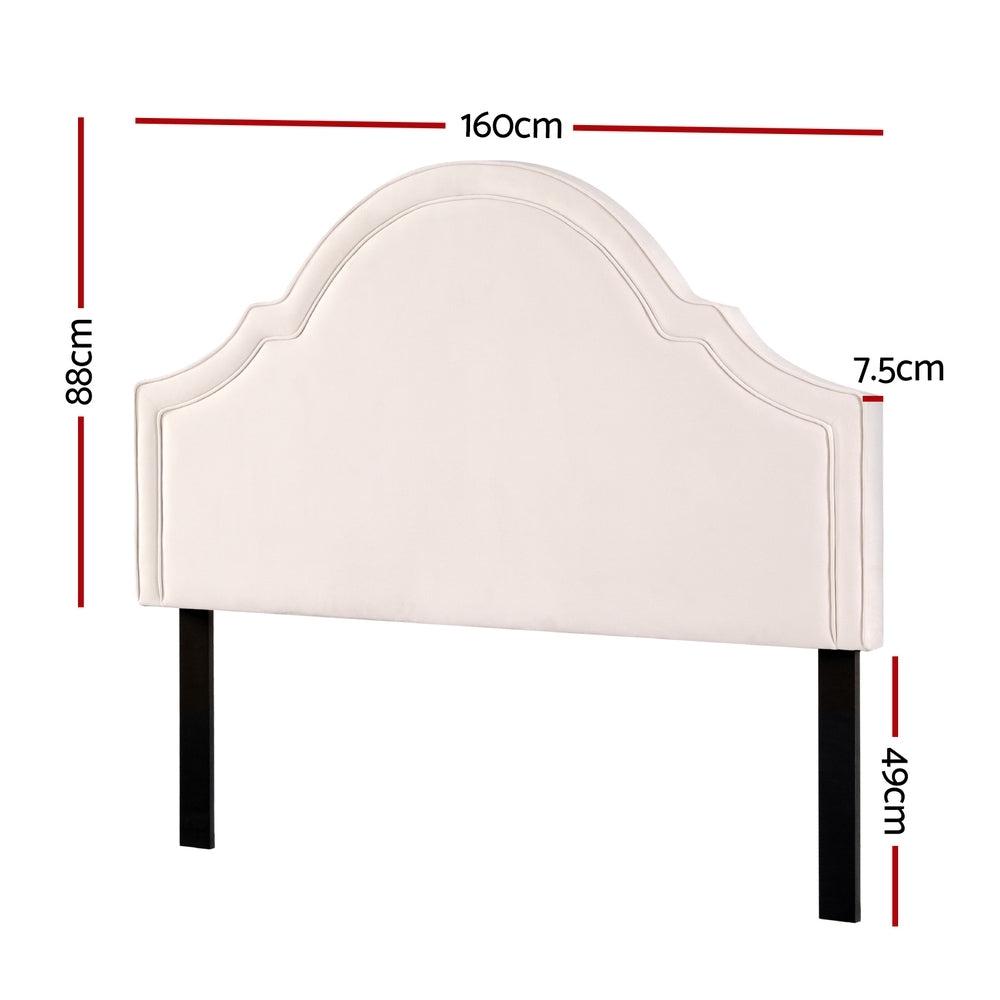 Marlook Bed Frame Bed Head Headboard Queen Velvet IRIS Beige
