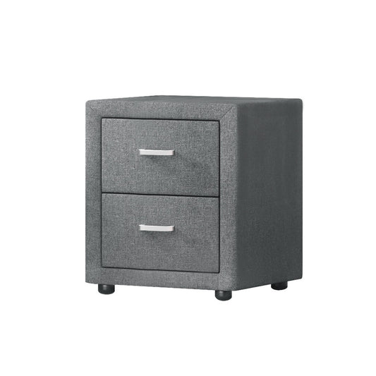 Marlook Bedside Table 2 Drawers Fabric - CADEN Grey