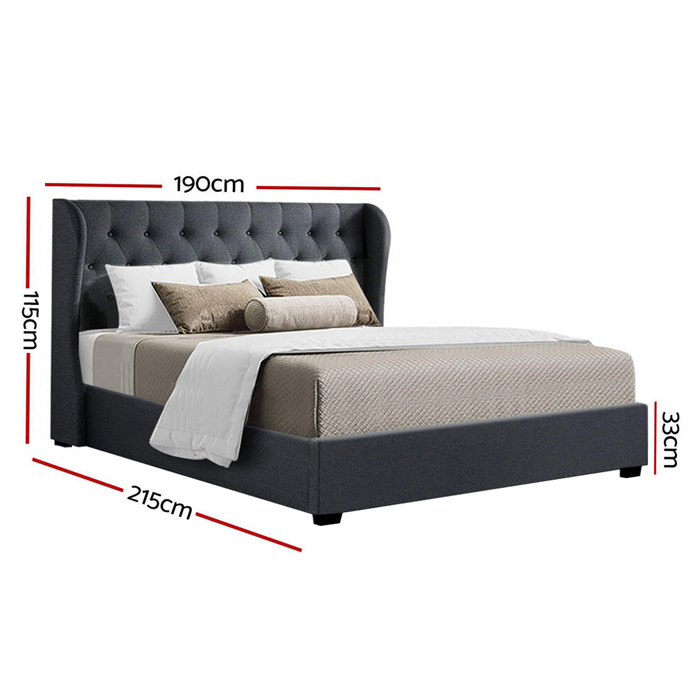 Marlook Bed Frame King Size Gas Lift Charcoal ISSA