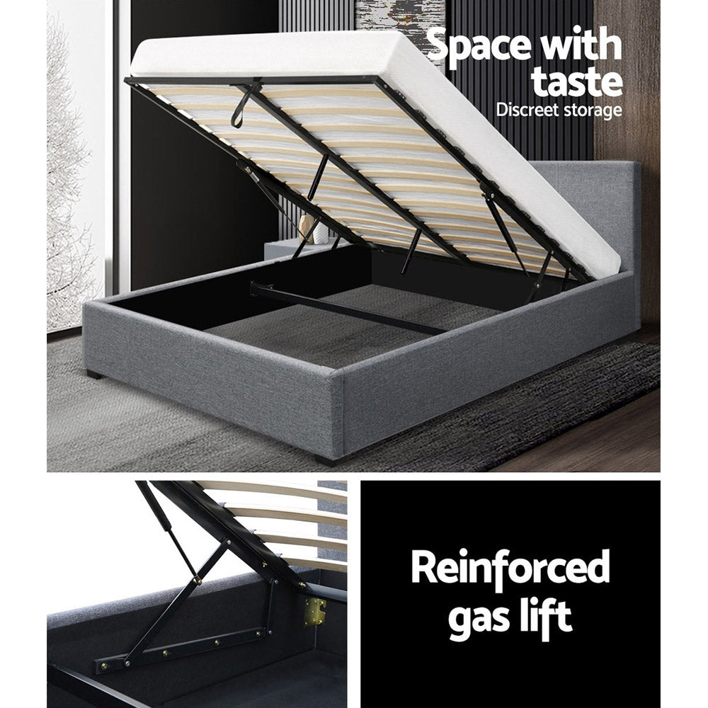 Marlook Bed Frame Double Size Gas Lift Grey NINO