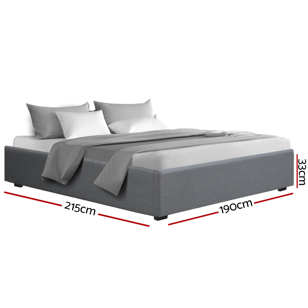 Marlook Bed Frame King Size Gas Lift Base Grey TOKI