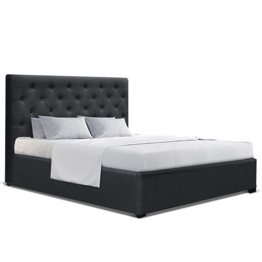 Marlook Bed Frame Double Size Gas Lift Charcoal VILA