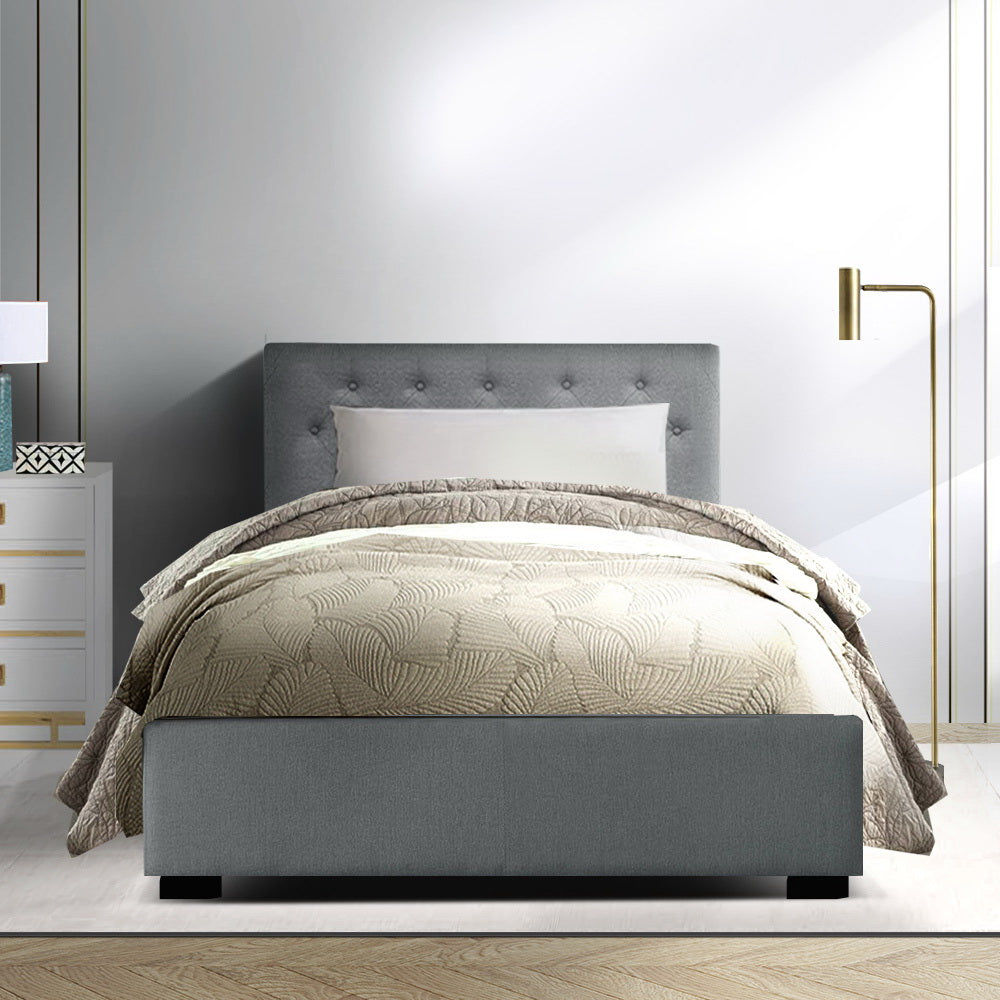 Marlook Bed Frame King Single Size Gas Lift Grey VILA