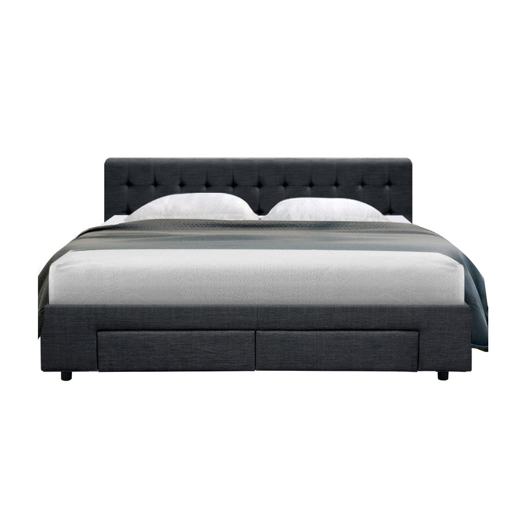 Marlook Bed Frame King Size with 4 Drawers Charcoal AVIO