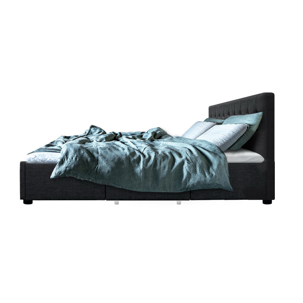 Marlook Bed Frame King Size with 4 Drawers Charcoal AVIO