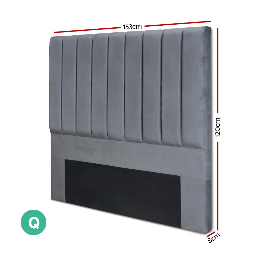 Marlook Bed Head Headboard Queen Velvet - VELA Grey