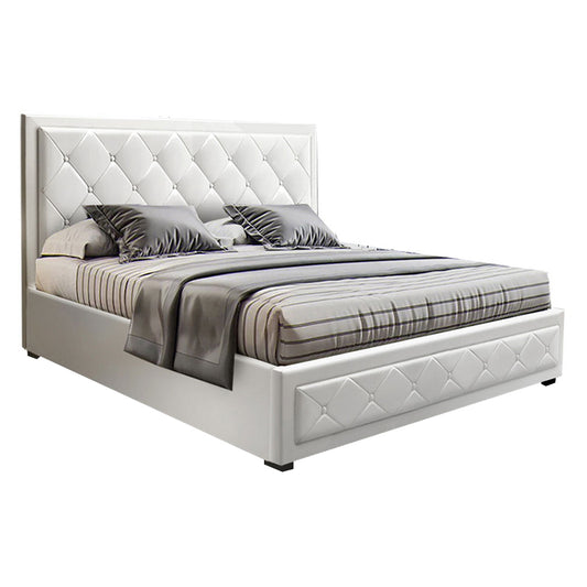 Marlook Bed Frame Double Size Gas Lift White TIYO