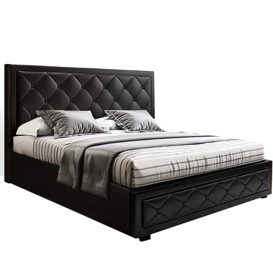 Marlook Bed Frame Double Size Gas Lift Black TIYO