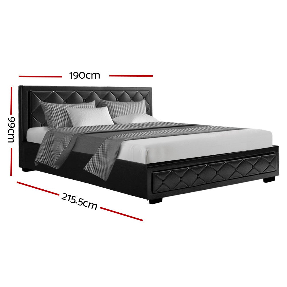 Marlook Bed Frame King Size Gas Lift Black TIYO