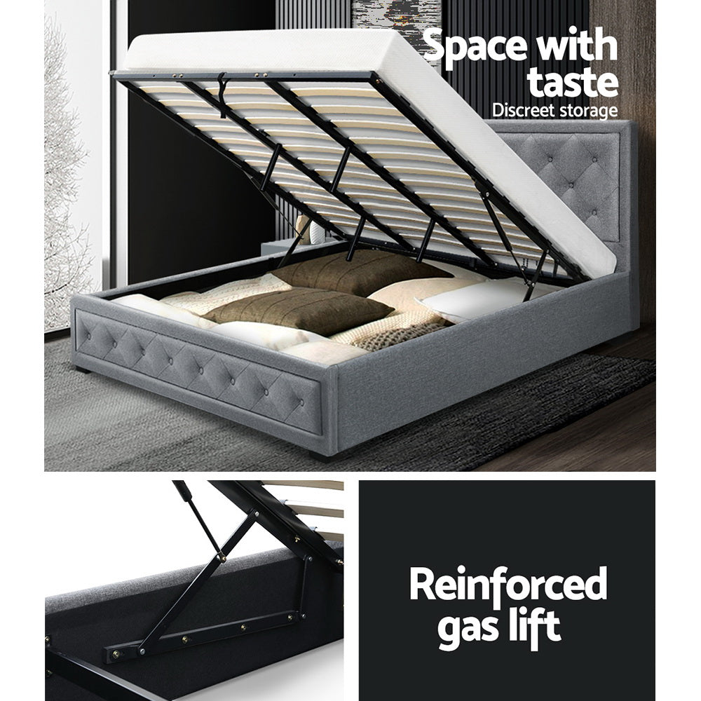 Marlook Bed Frame King Size Gas Lift Grey TIYO
