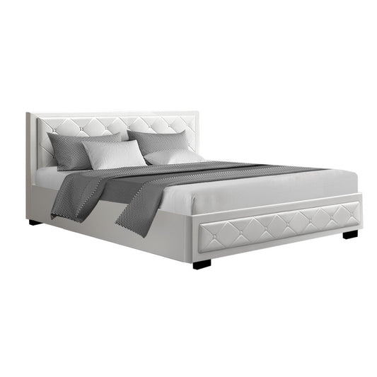 Marlook Bed Frame King Size Gas Lift White TIYO