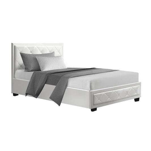 Marlook Bed Frame King Single Size Gas Lift White TIYO
