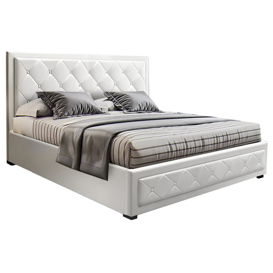 Marlook Bed Frame Queen Size Gas Lift White TIYO