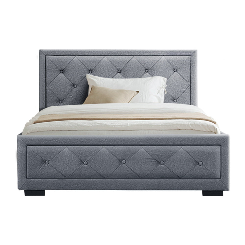 Marlook Bed Frame King Single Size Gas Lift Storage Mattress Base Wooden Grey