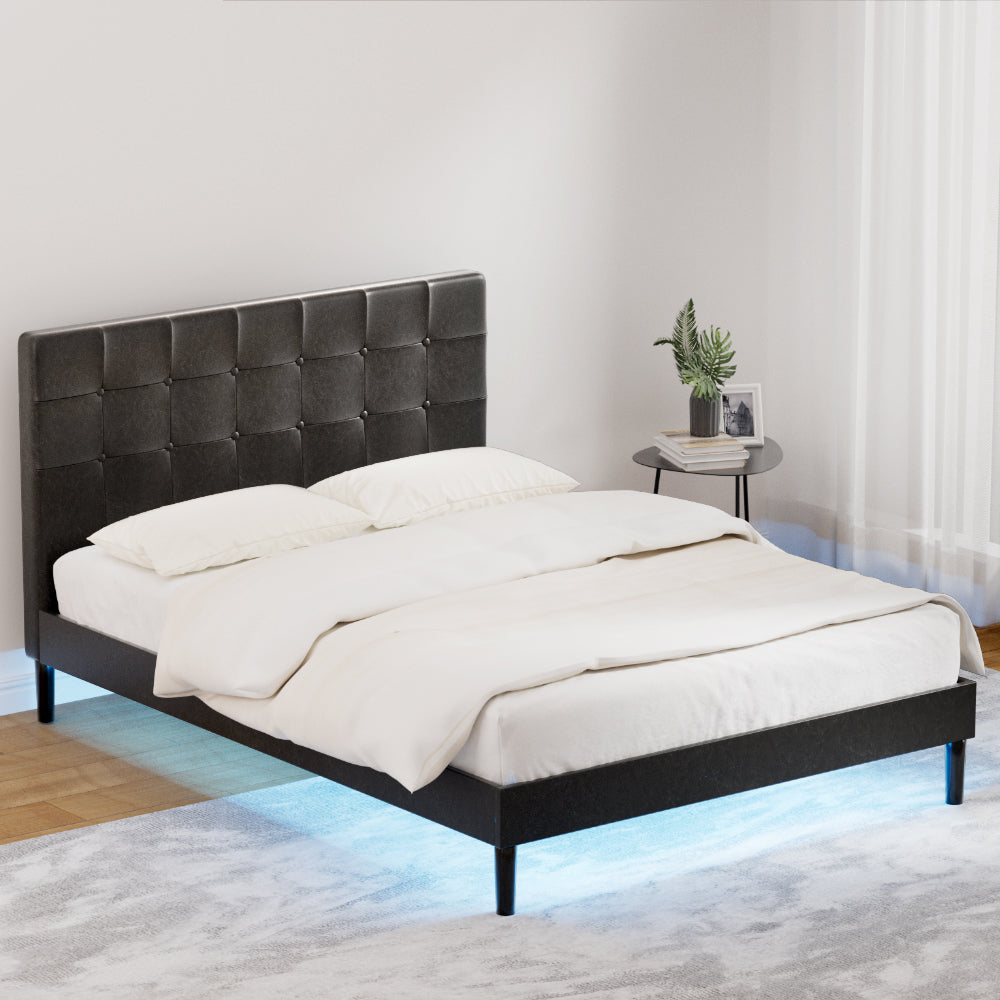Marlook Bed Frame Double Size LED Black RAVI