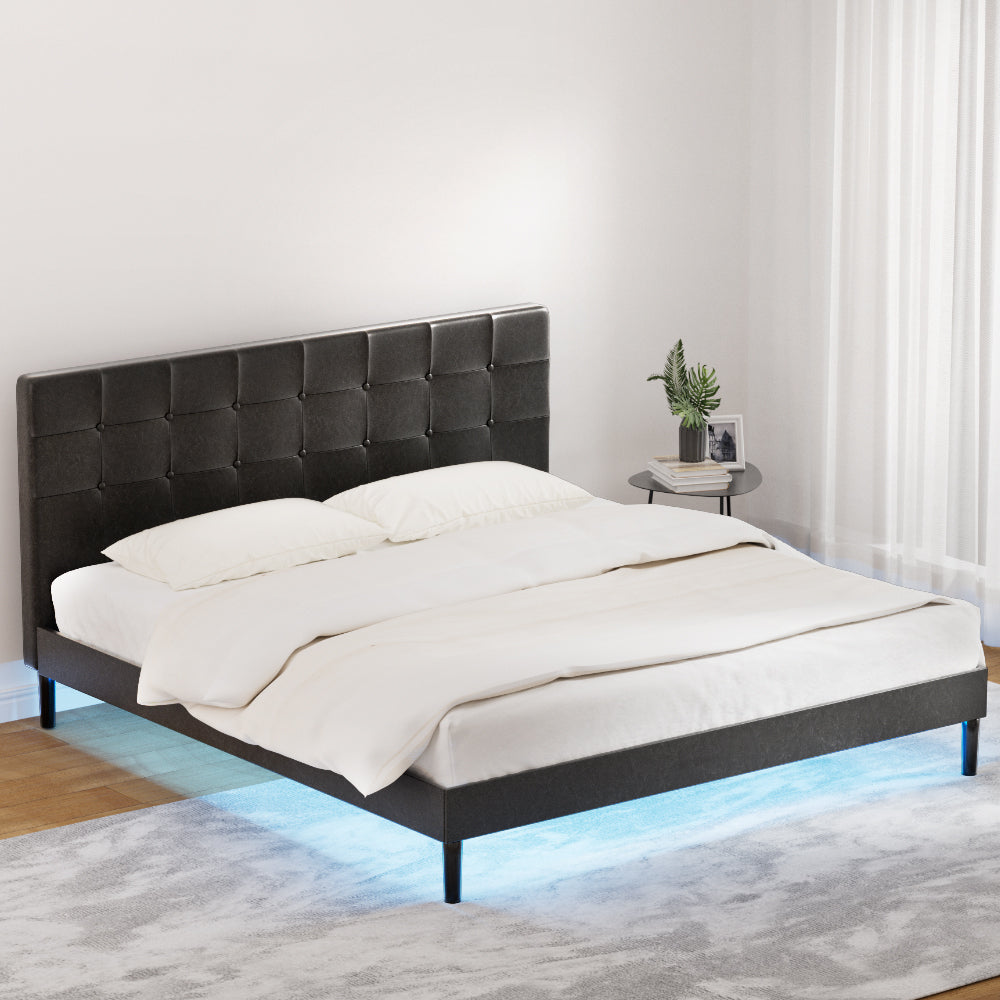 Marlook Bed Frame King Size LED Black RAVI