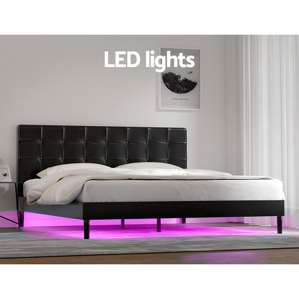 Marlook Bed Frame King Size LED Black RAVI