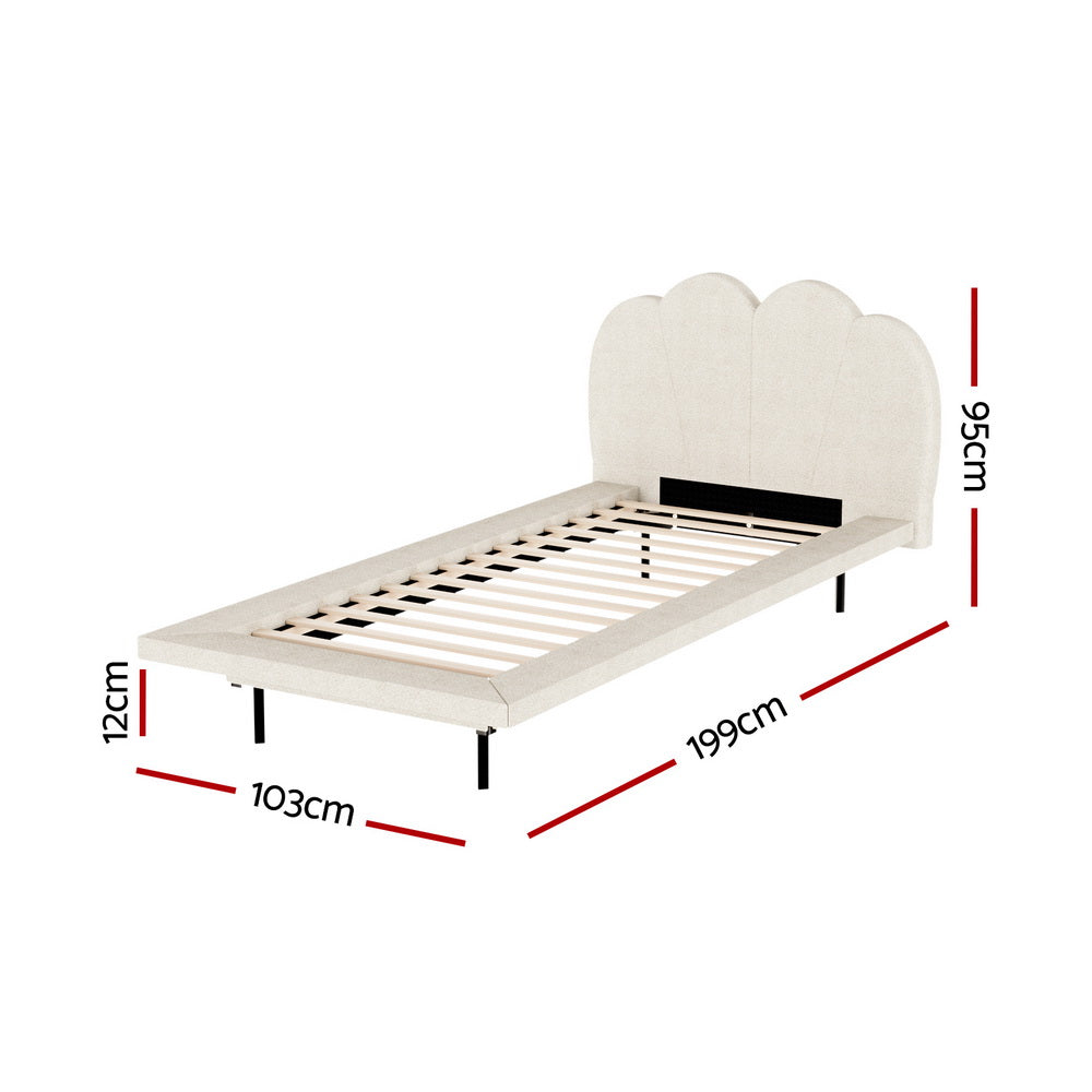 Marlook Bed Frame Single Size Boucle Beige SASA