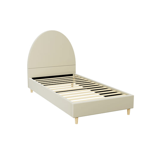 Marlook Bed Frame Single Size Velvet Cream ELLA