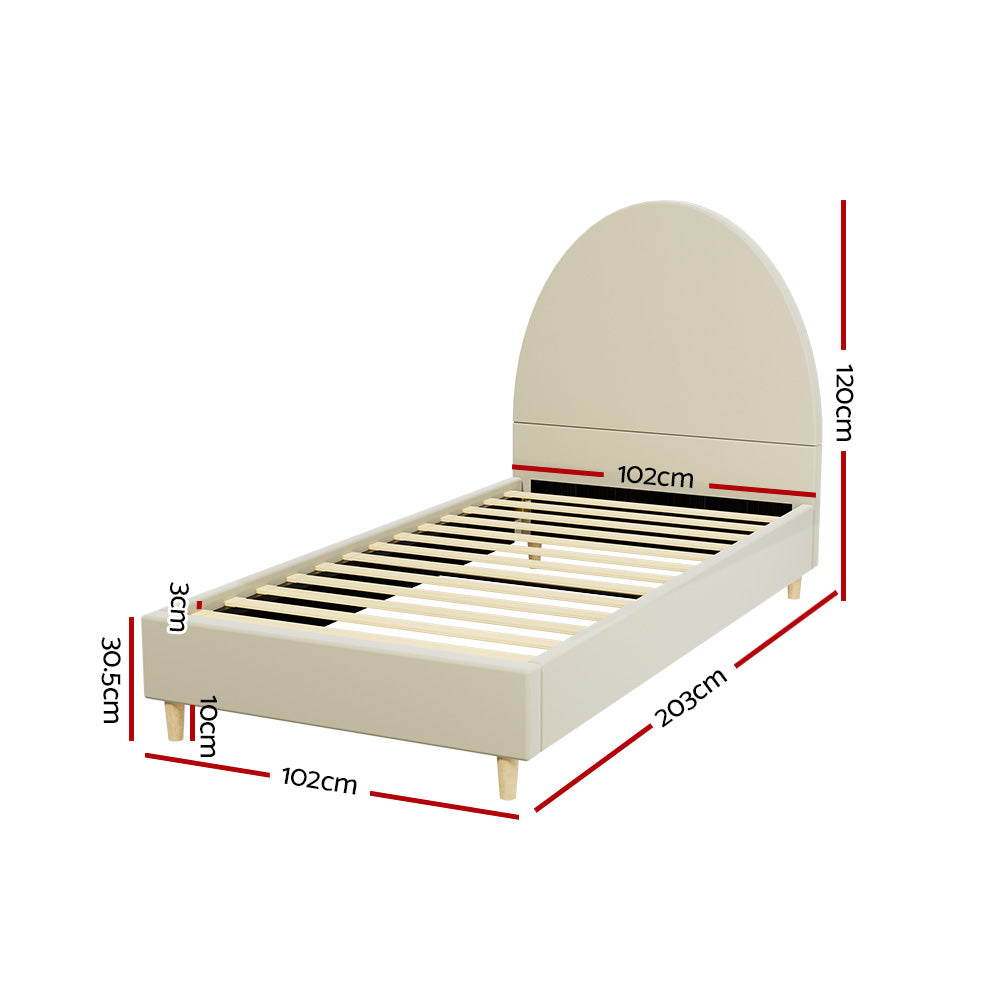 Marlook Bed Frame Single Size Velvet Cream ELLA