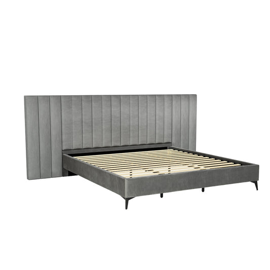 Marlook Bed Frame King Size Velvet Grey LOTT