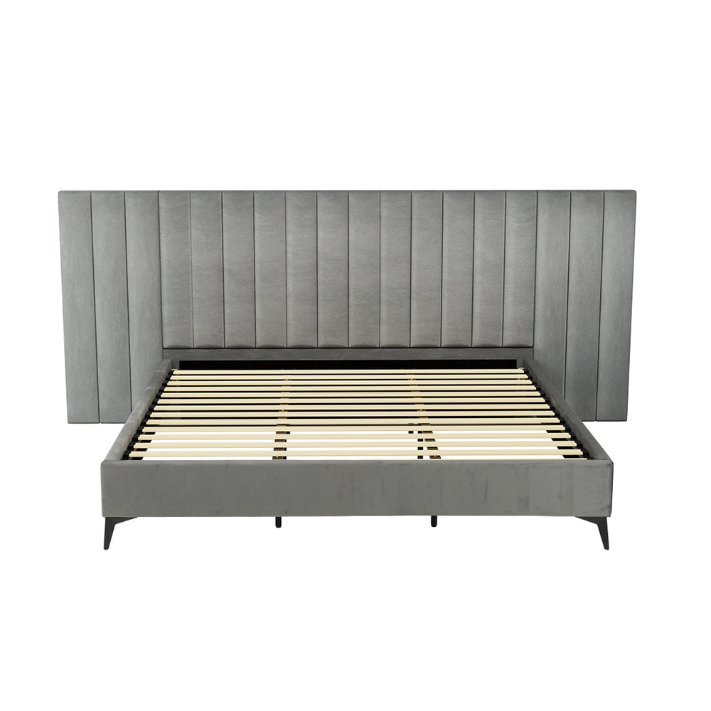 Marlook Bed Frame King Size Velvet Grey LOTT
