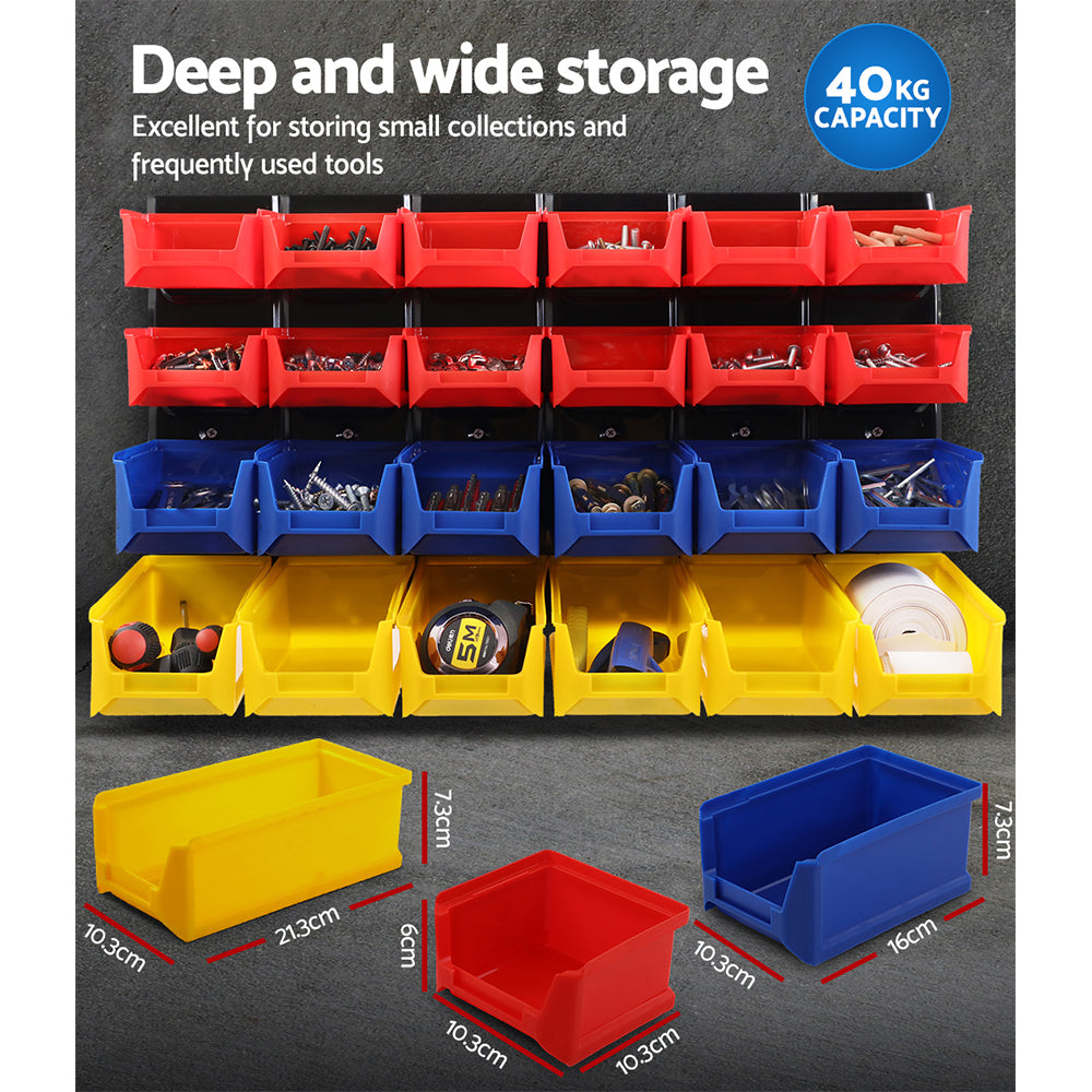Marlook 48 Storage Bin Rack Wall Mounted Peg Board