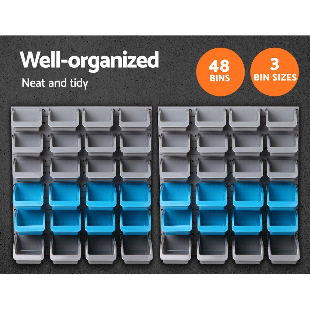 Marlook 48 Storage Bin Rack Wall Mounted Steel Board