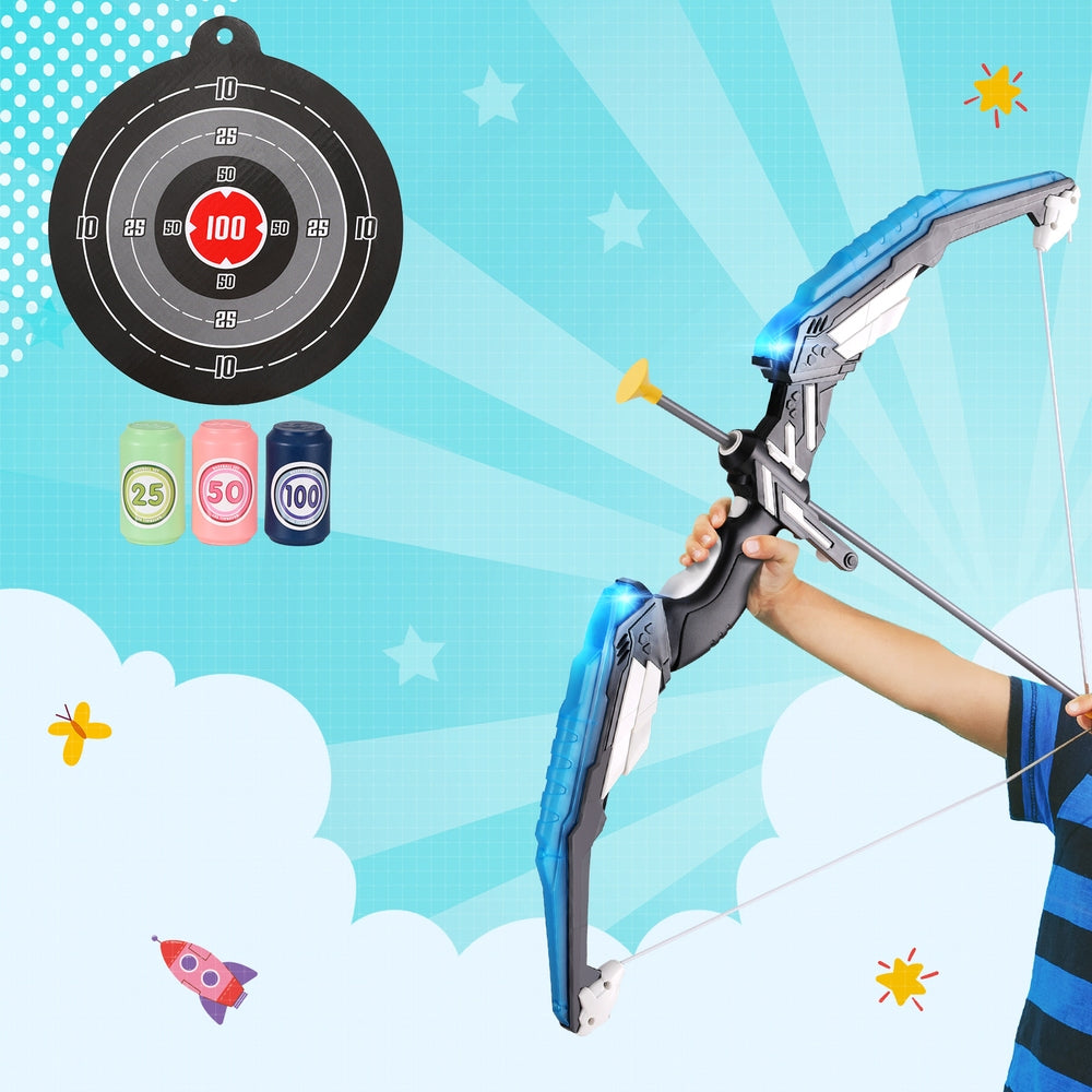 Marlook Kids Bow and Arrow Target Set Outdoor Sport Archery Toys Bottle LED Light