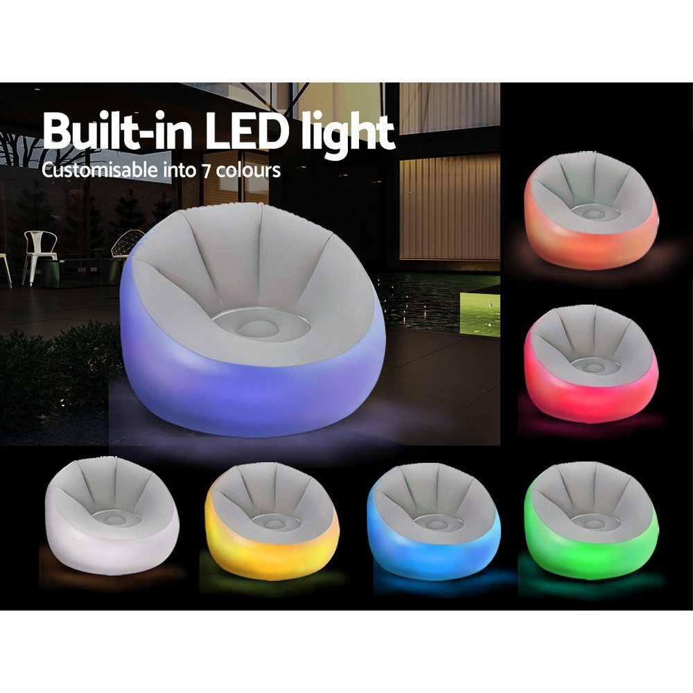 Marlook Inflatable Air Chair Sofa Lounge Seat LED Light