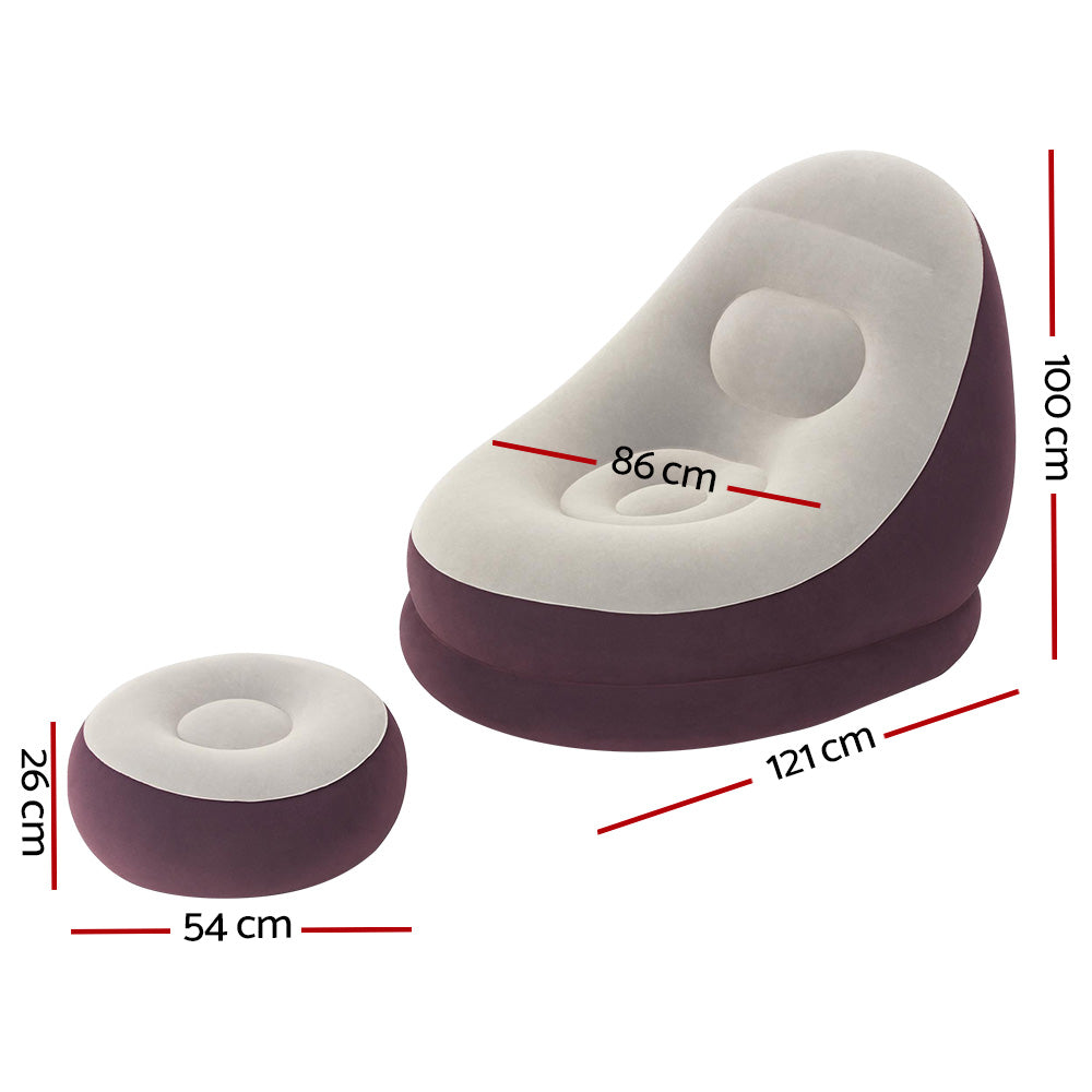 Marlook Inflatable Air Chair Seat Couch Lazy Sofa Lounge Ottoman Purple/Blue