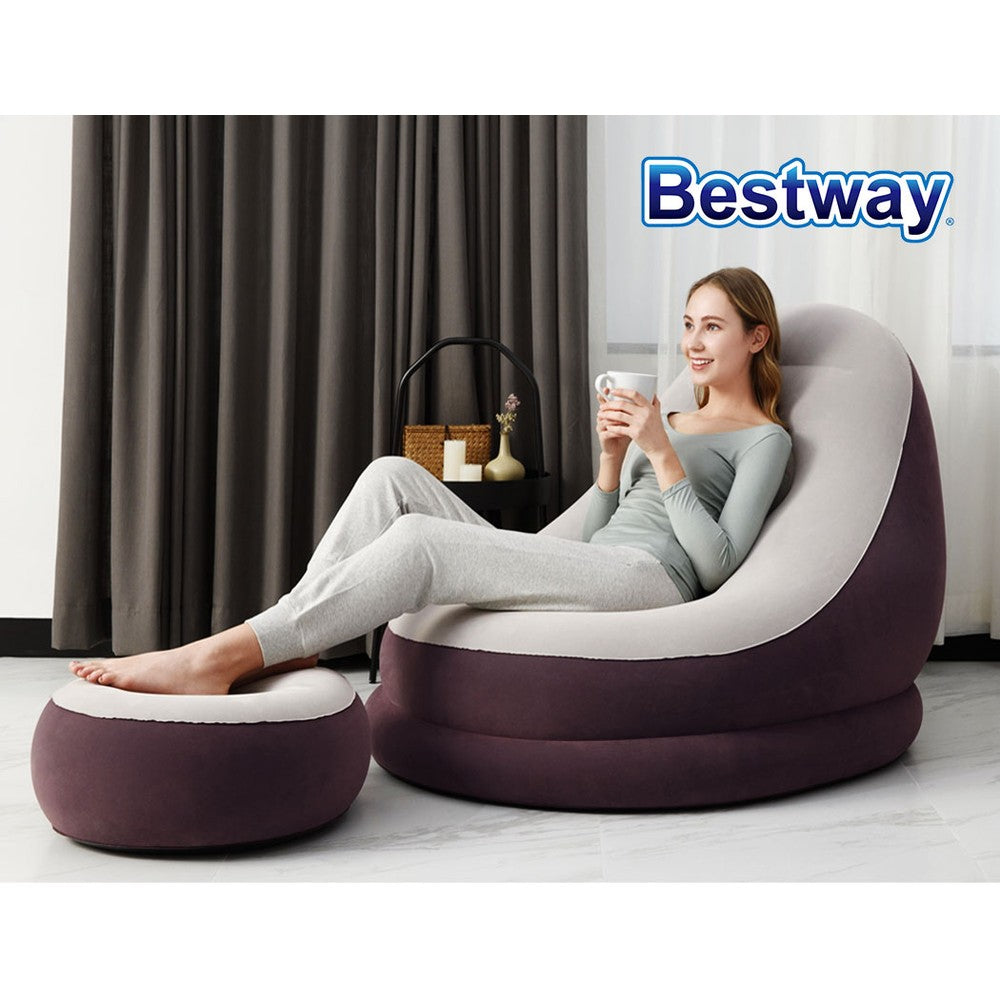 Marlook Inflatable Air Chair Seat Couch Lazy Sofa Lounge Ottoman Purple/Blue