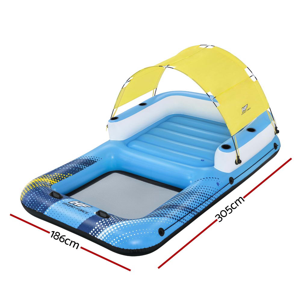 Marlook Inflatable Floating Island Float Lounger Sunshade Pool Bed 3.05Mx1.86M