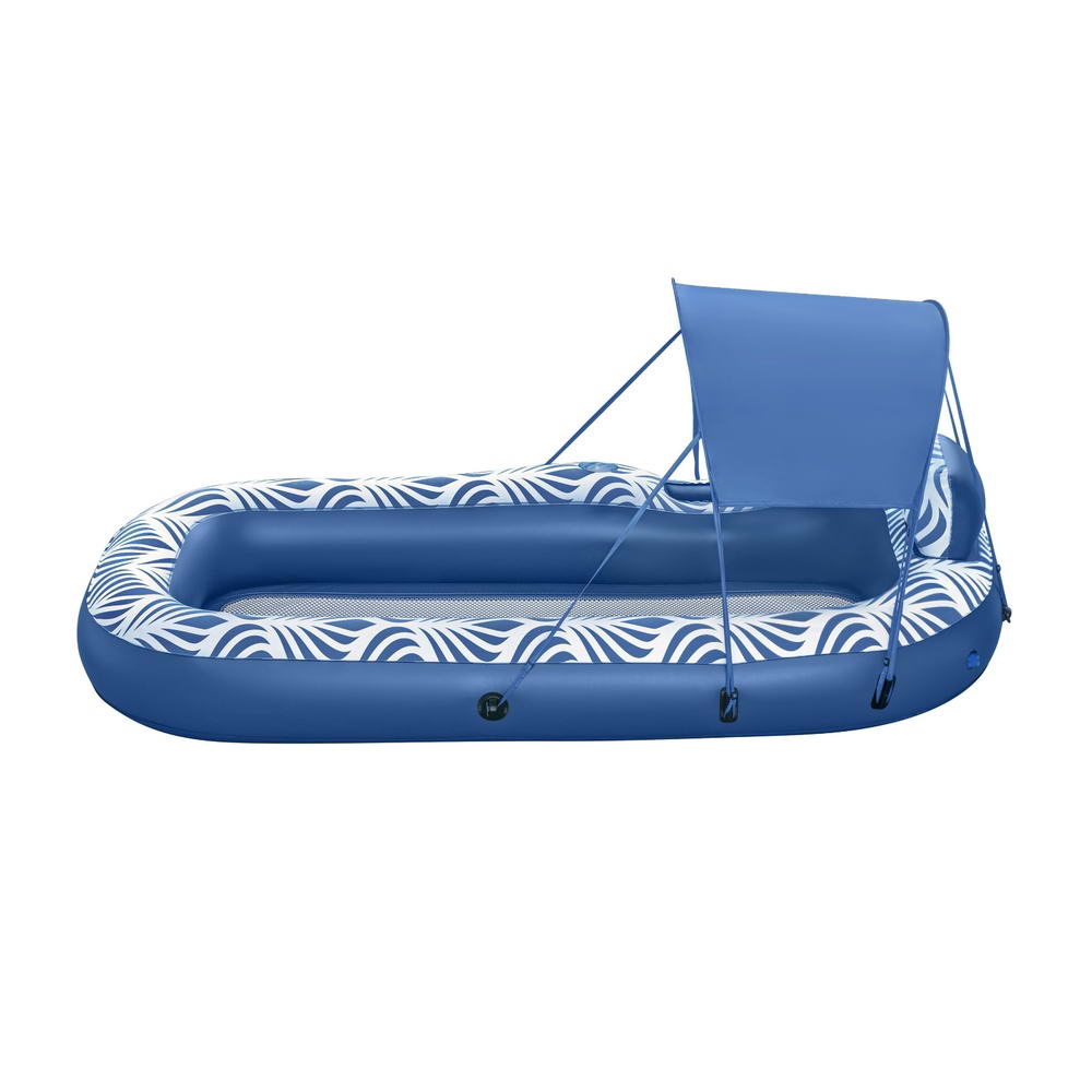 Marlook Inflatable Floating Float Lounger with Sunshade Canopy 1.98Mx1.12M Blue