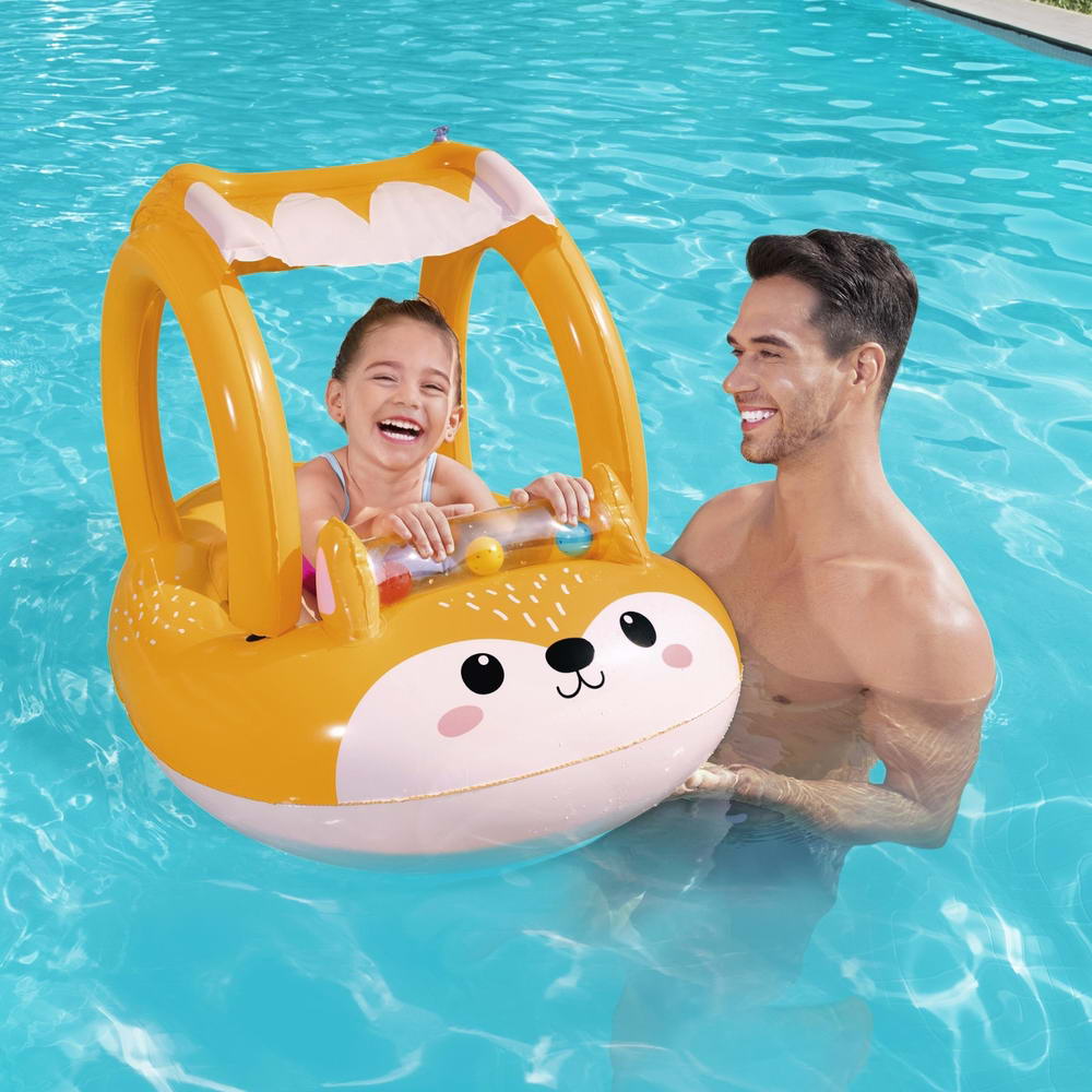 Marlook Kids Inflatable Fox Swim Float Floating Seat Canopy Pool Toys 94x66CM