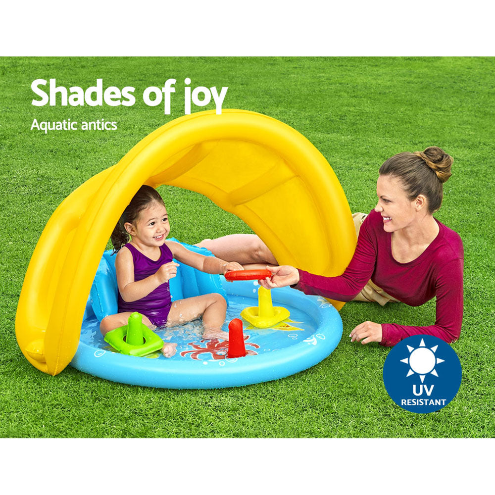 Marlook Kids Pool 115x89x76cm Inflatable Play Swimming Pools w/ Canopy 31L