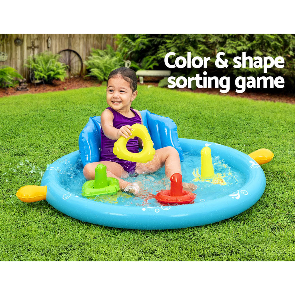 Marlook Kids Pool 115x89x76cm Inflatable Play Swimming Pools w/ Canopy 31L