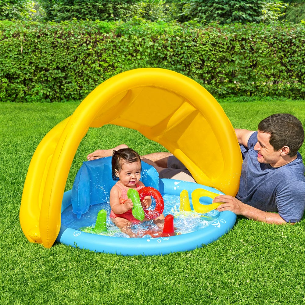 Marlook Kids Pool 115x89x76cm Inflatable Play Swimming Pools w/ Canopy 31L