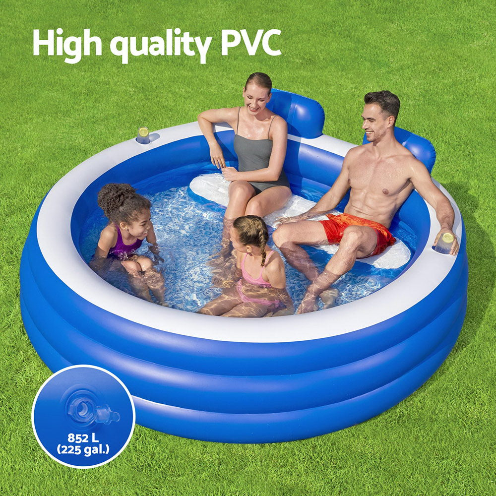 Marlook Kids Inflatable Pool Above Ground Pools Bench Seat Cup Holder 231x219cm
