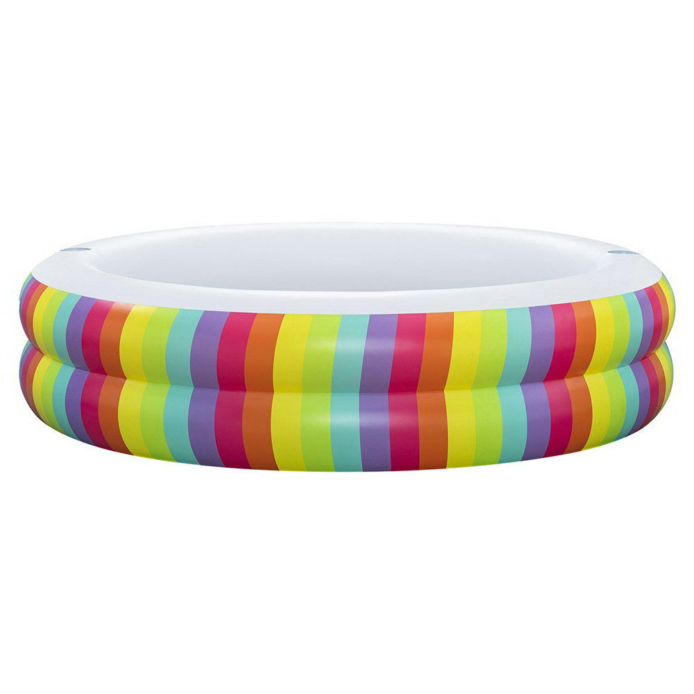 Marlook Kids Inflatable Round Pool Above Ground Cup Holder Rainbow 206x206x51cm