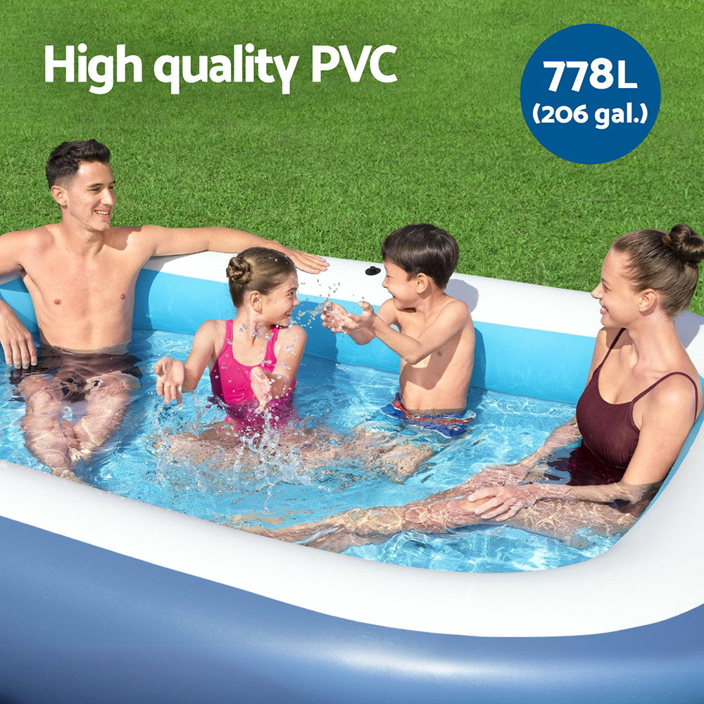 Marlook Kids Inflatable Pool Above Ground Splash Pool with Sunshade 254x178cm